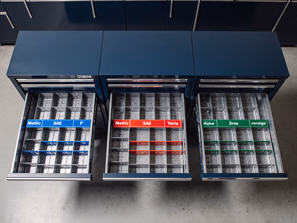 standardized_tool_drawer_layout_across_multiple_bays